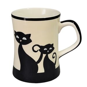 Hues N Brews Black Siamese Cat & Kitten Mug Coffee Tea Cup Retro MCM Thailand